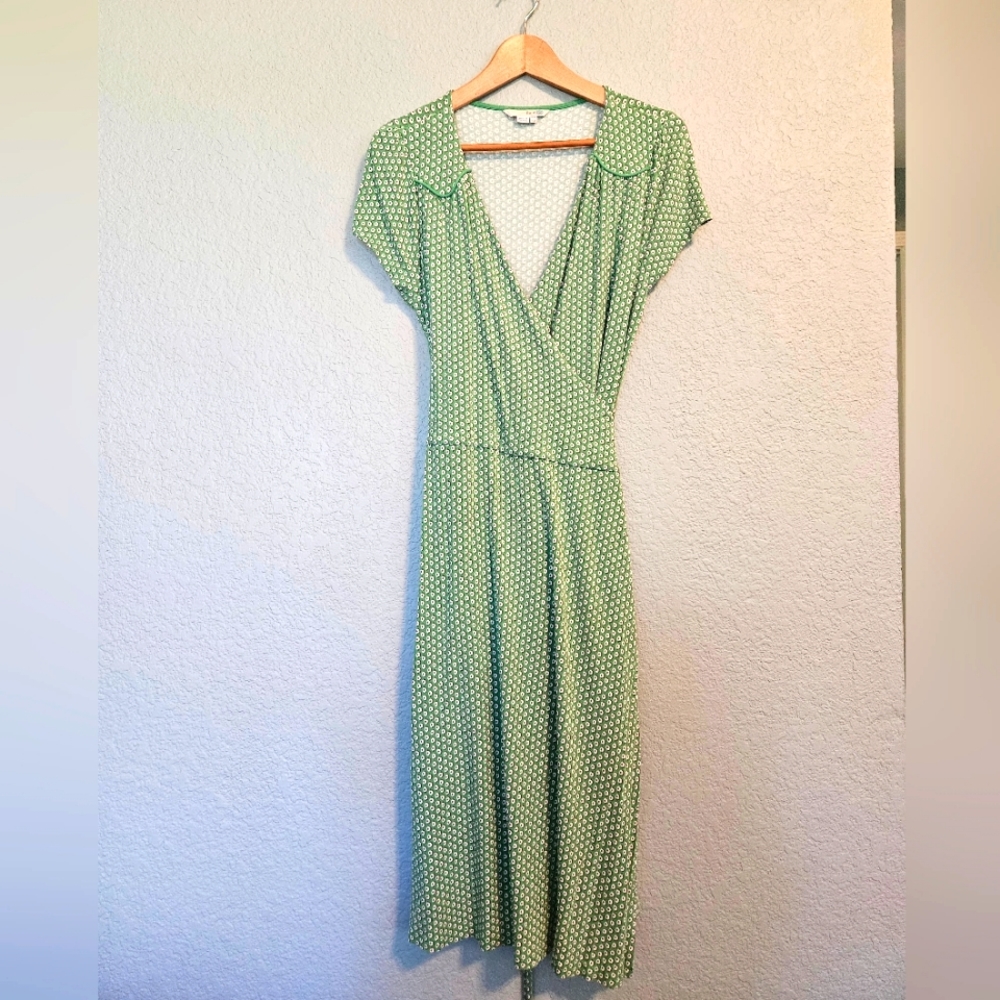 Boden | Green apple print wrap dress